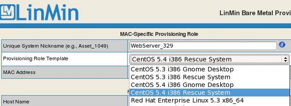 Rescue_Assign_MAC-Spec_Provisioning_Template_CentOS_Select